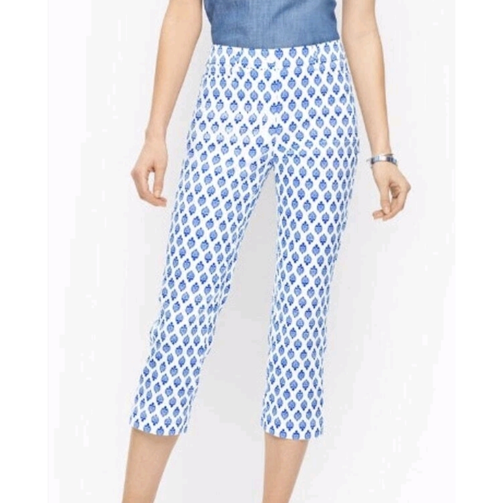 Talbots Perfect Skimmer Novelty Print Cropped Pants Size 10